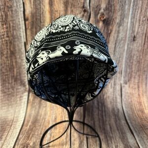 NEW Black and White Patterned Hat with Elephants or Headwrap Item #PHK6637